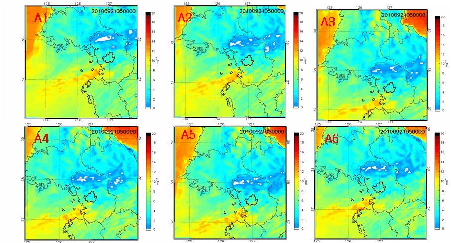 Fig. 3.1.4. Surface winds of each ensemble members.