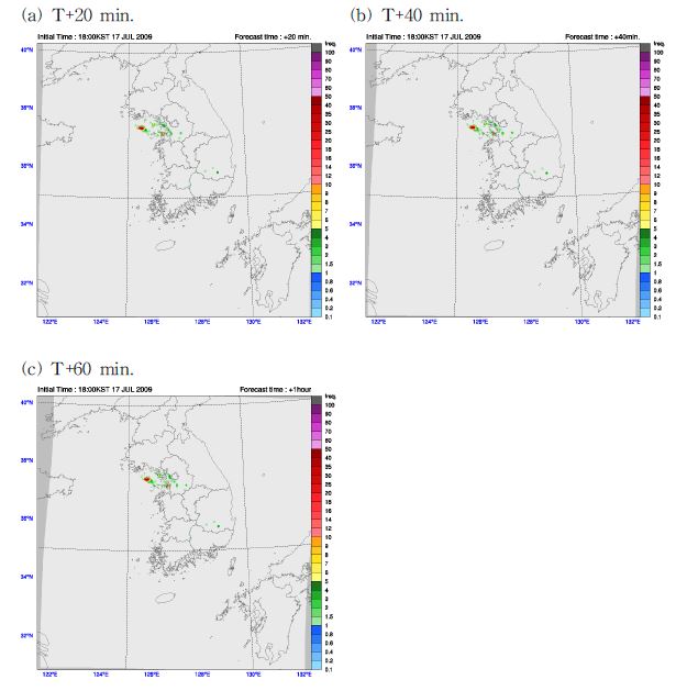 Fig. 3.2.4. Lightning forecast up to 1 hour.