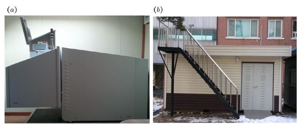 Fig. 3.1.1. (a) Installed AERI system and (b) the container house for protection. AERI has operated since March 2010 at Anmyeon-do.