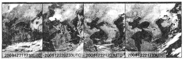 Movement of the cloud zone at 23 December 2008 in the central area region