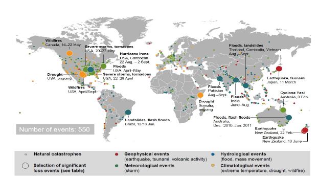 Natural disasters worldwide map