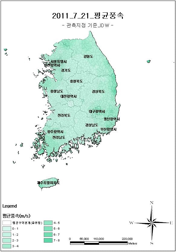 Wind speed's map