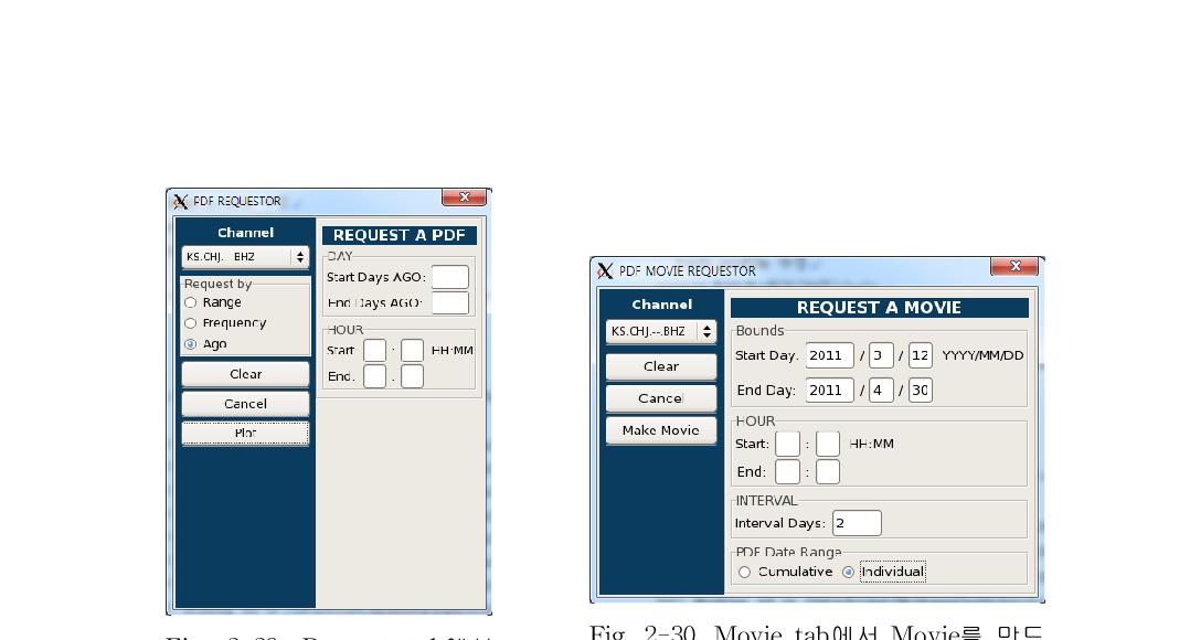 Request tab에서 Fig. 2-30. Movie tab에서 Movie를 만드분석 구간을 선택하는 화면 는 방법을 결정하는 화면