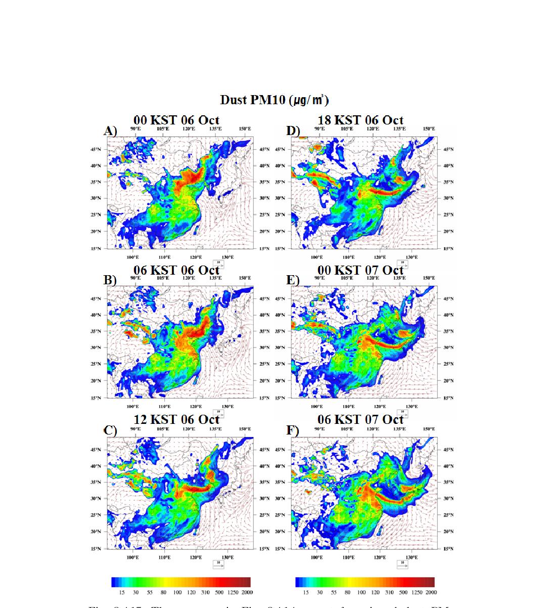 The same as in Fig. 3.4.14 except for mineral dust PM10 concentration.