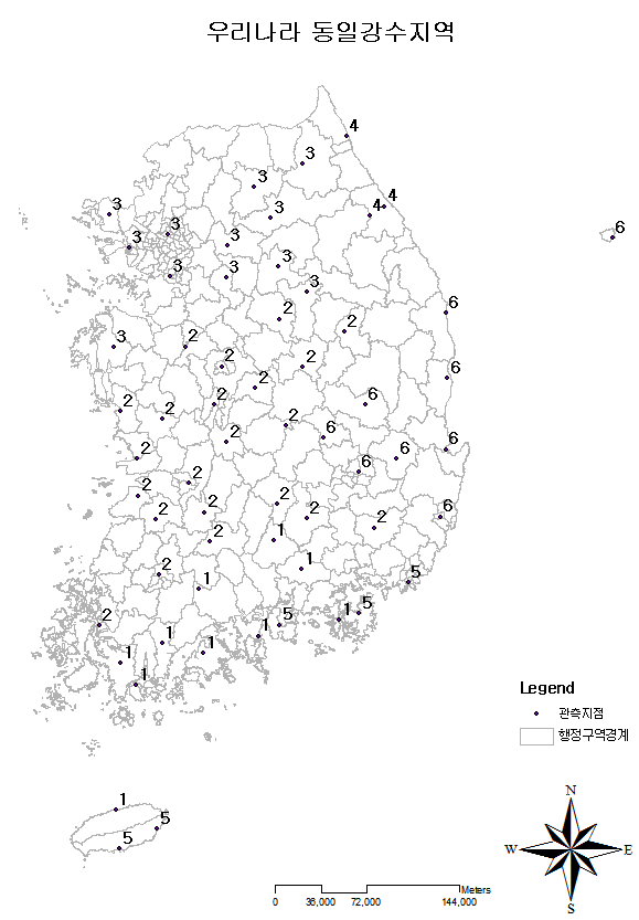 Fig. 3.1.34. Dot map of 61 observation point