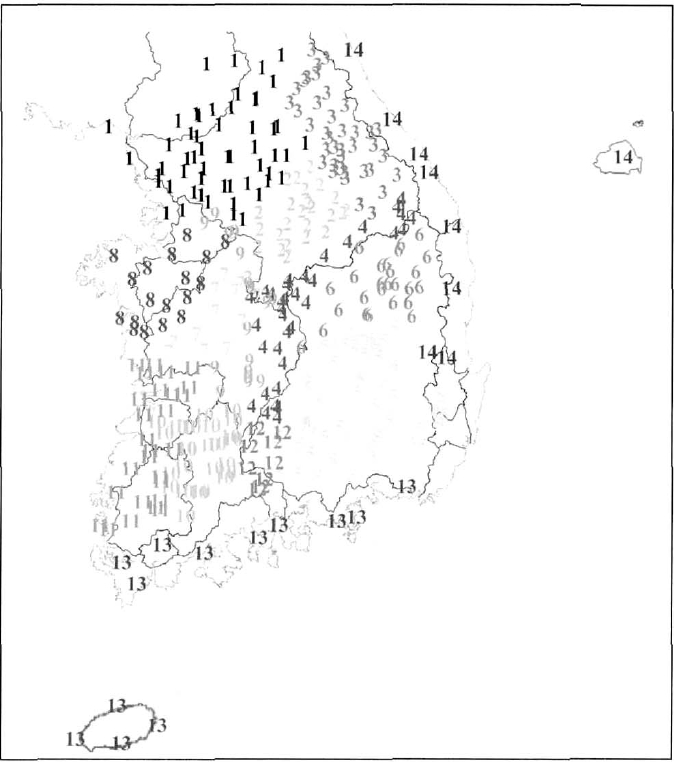 Fig. 3.1.36. Homogeneous region of precipitation of Heo et al.(2007)