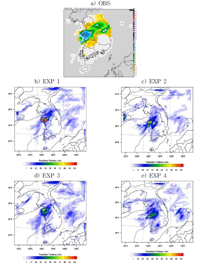 Fig. 4.1.3. 3-hour accumulated precipitation of at 2100 LST ~ 2400LST August 12 2012