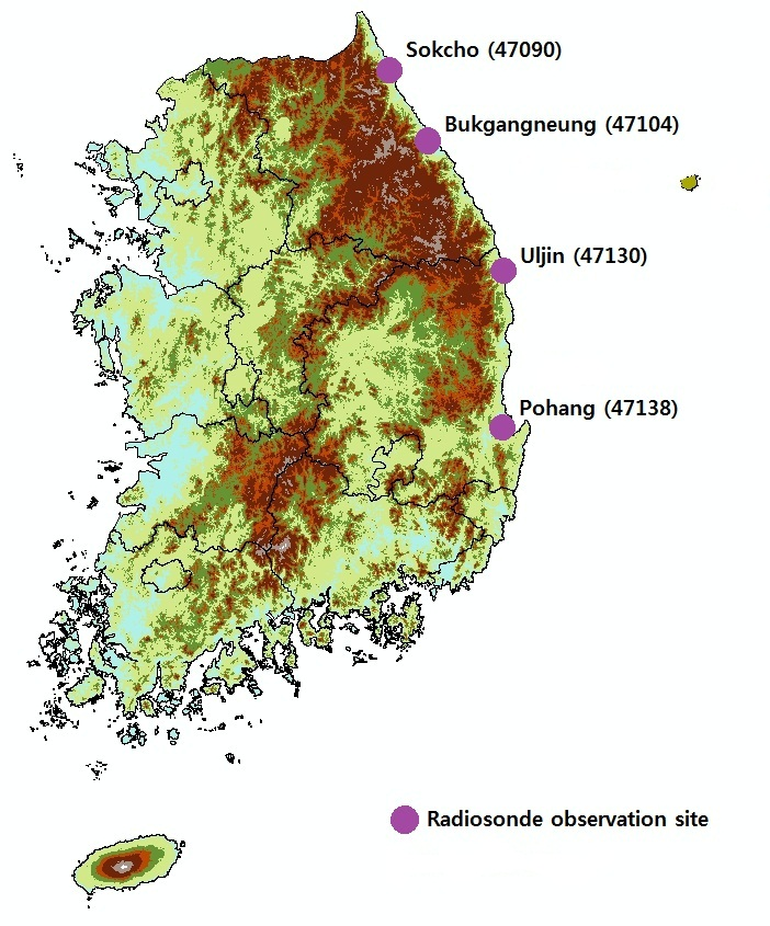 Fig. 4.2.1. Location of observation stations for upper-air sounding during the Special Observation Period.