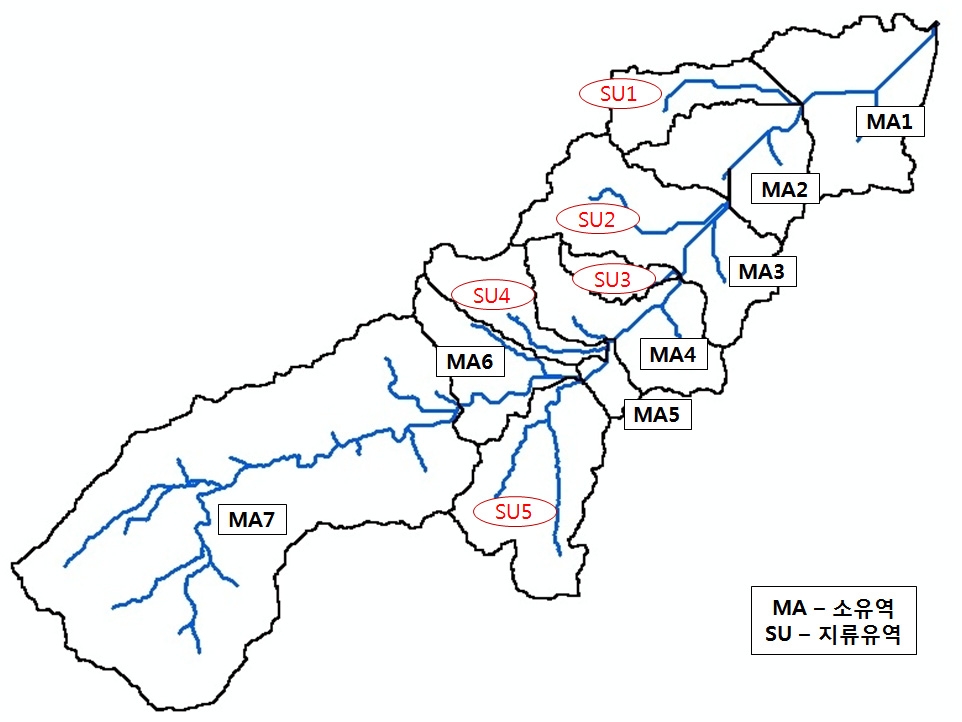 Fig. 4.5.10. Small basin partition (Sacheon-river)