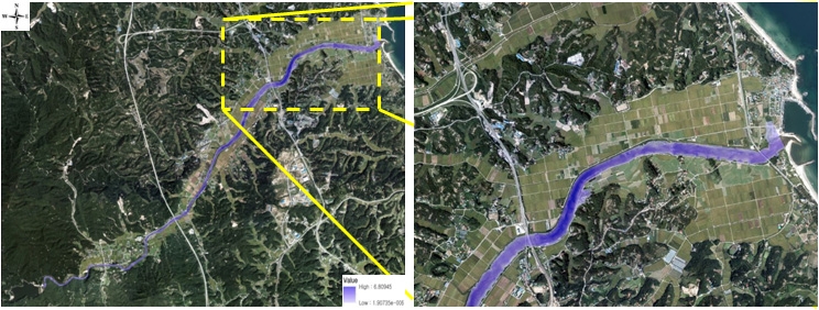 Fig. 4.5.23. 100year frequency flood inundation simulration result