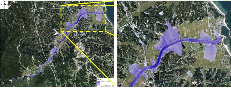 Fig. 4.5.25. PMF frequency flood inundation simulration result