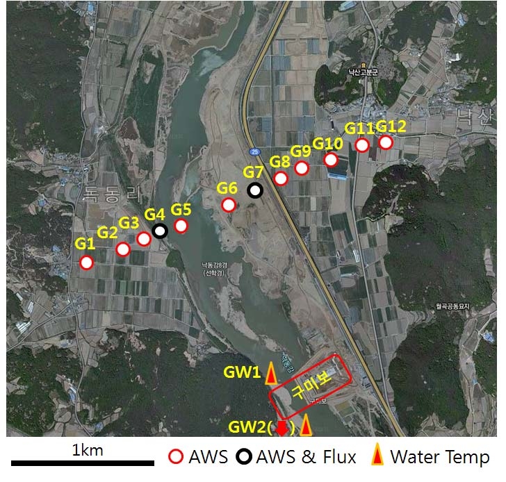 Fig. 2.1.4. Map of Gumi Weir meteorological observation system.