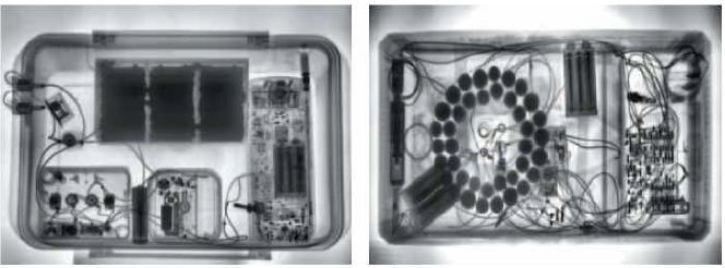 가방형 폭탄 내부 X-레이 투시도