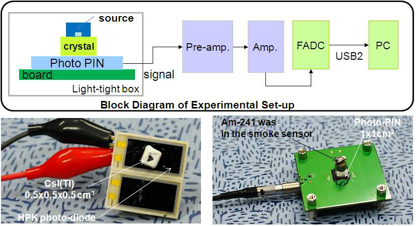 그림 5-7. Block diagram of experimental set-up for Si-strip (photo pin) and CsI crystal