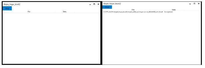 그림 3-55 FTP_CDF 접속 초기 화면(왼쪽) 및 파일 저장 완료 화면(오른쪽)