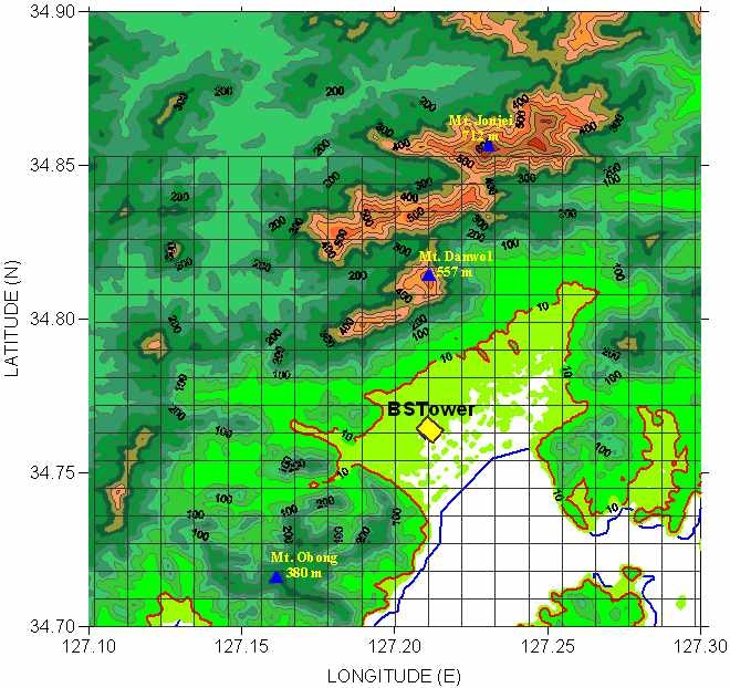 Fig. 3.2.1. 관측소 주변의 지형