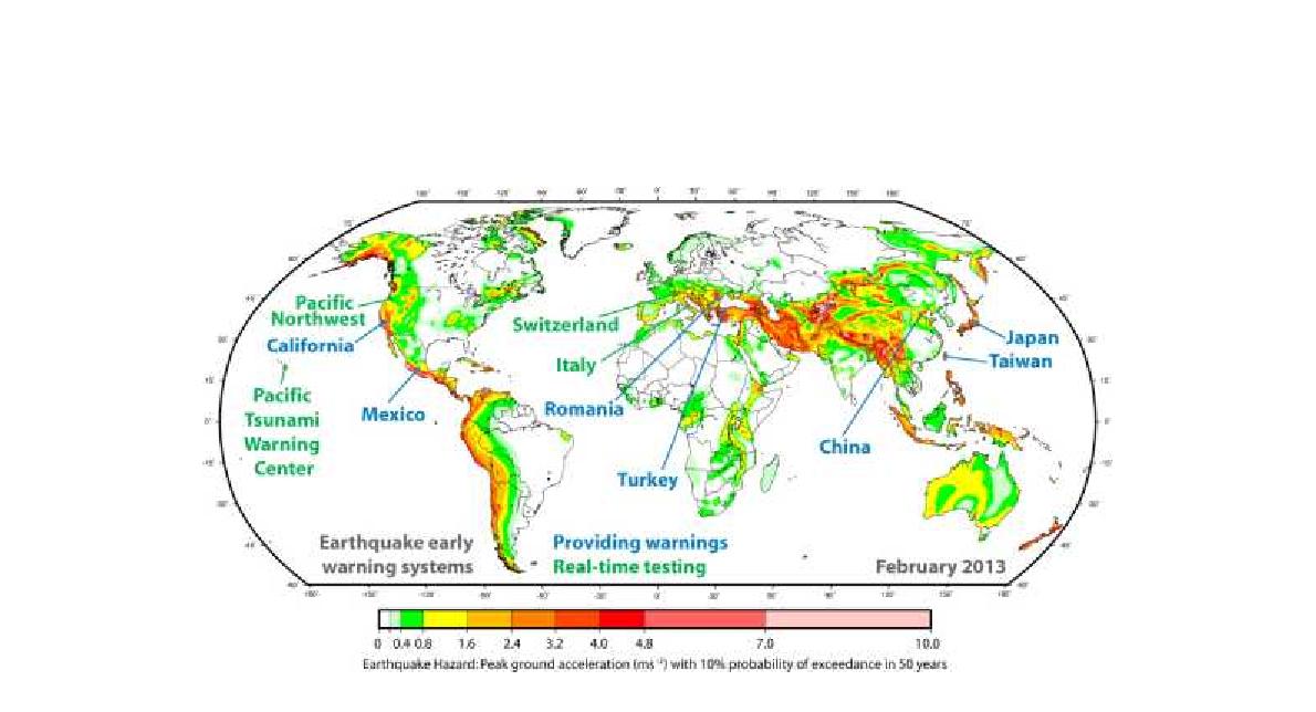 세계 지진조기경보관측망 개발 수준