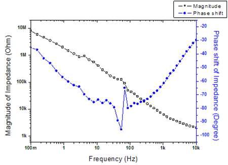 계면이 백금(Pt)인 신경전극의 interface impedance