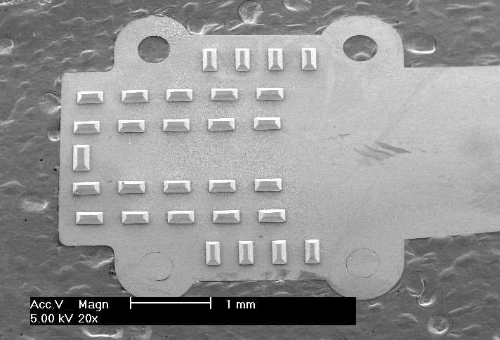 Polyimide와 Au로 제작된 연결부 SEM 사진