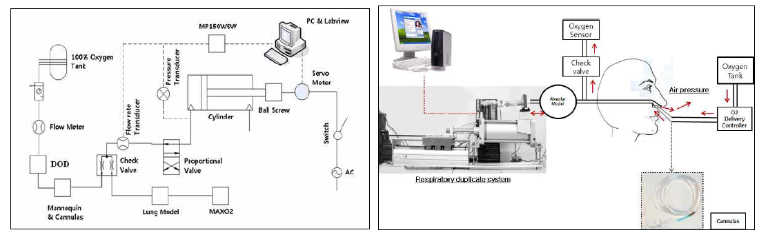 호흡모사장치를 이용한 FIO2 대등성 시험 장치(도)