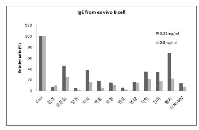 ex vivo : IgE 분비 억제 테스트
