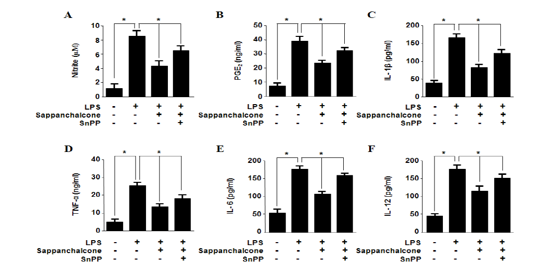 Involvement of HO-1 pathway on anti-inflammatory effects of sappanchalcone in HPDL cells.