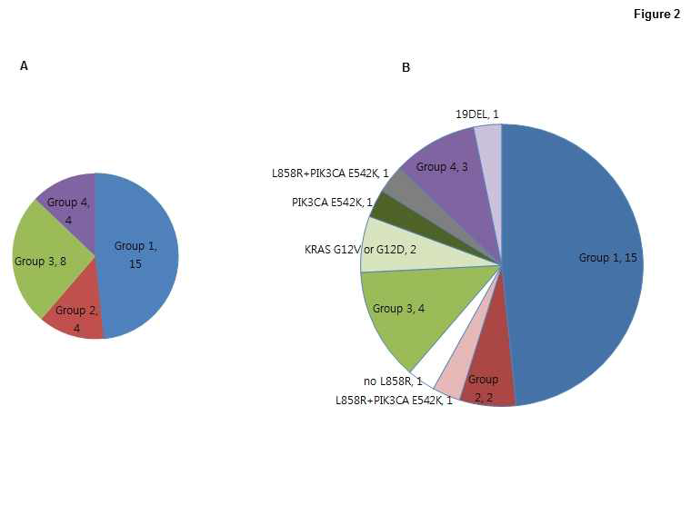 Figure 2. Genomic alterations found by conventional screening (A) and targeted sequening (B).