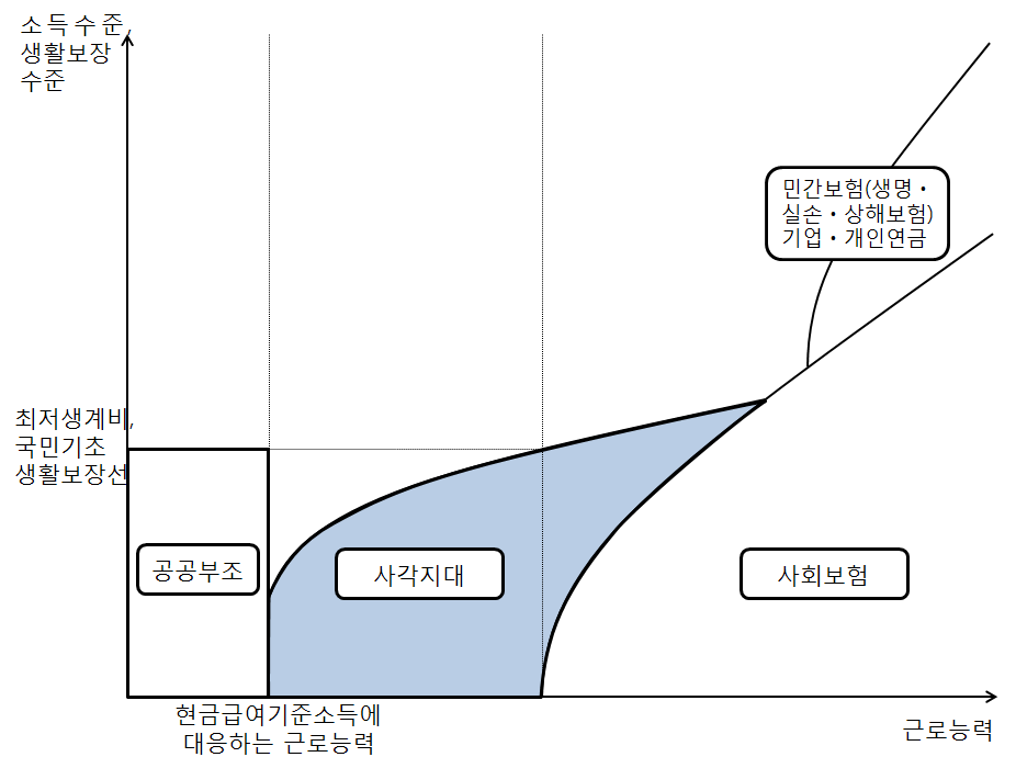 현행 한국의 사회적 보호체계의 구조따른 빈곤 여부 결정