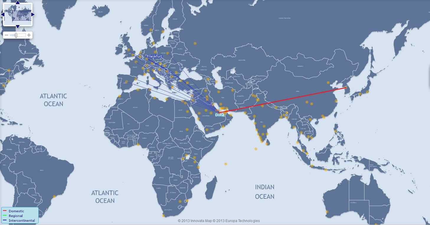 QR 항공사 인천-DOH 경유 유럽연합 운항노선