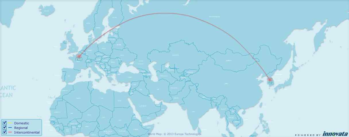 한국-프랑스 파리 운항노선