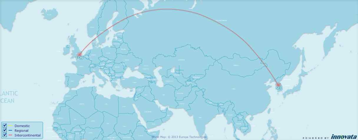 한국-영국 런던 운항노선