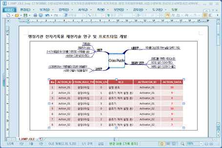 한/글에서 재현한 OLE 개체