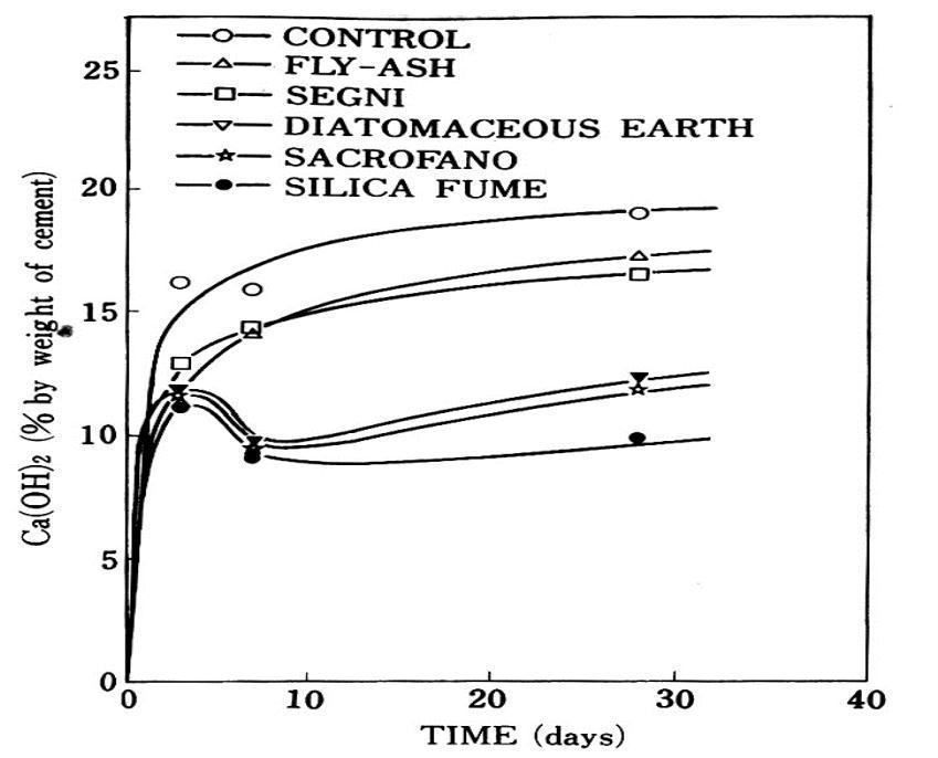 수화시멘트 중의 Ca(OH)2의 생성량