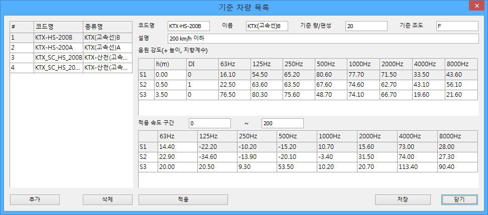 기준 차량 목록 대화창