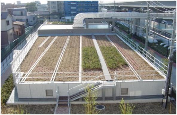건물 옥상에 설치된 환경친화형 공기정화시스템