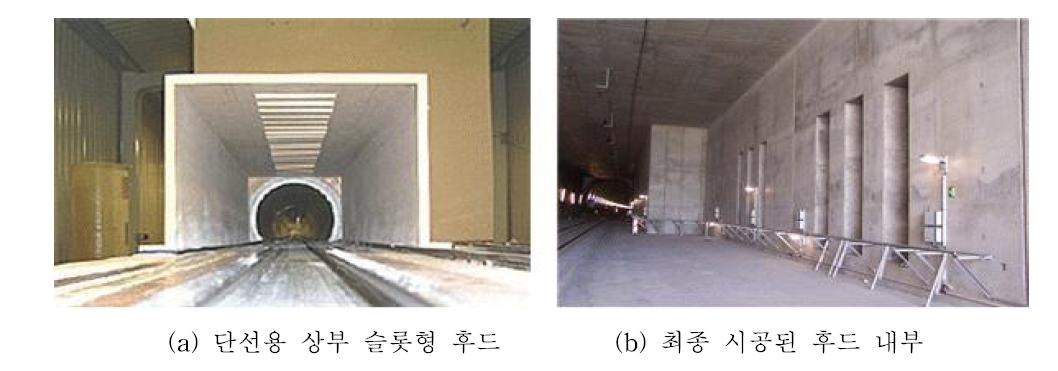 독일 Katzenberg Tunnel(연장 9.385 km)의 북쪽 갱구에 설치한 슬롯형 터널 미기압파 저감 후드