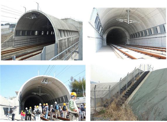 일본 큐슈 신간센 터널입구 후드(2011년): 콘크리트로 시공한 후드