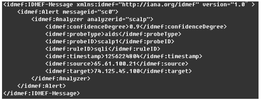 보안장비가 전송하는 IDMEF 메세지