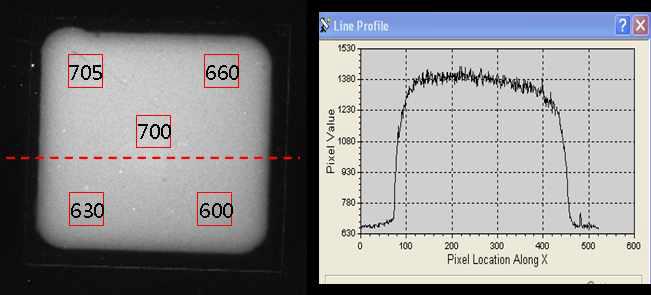 CsI:Tl 섬광체 스크린의 광량 및 Uniformity 측정