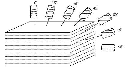 Various coring angle considering anisotropy.