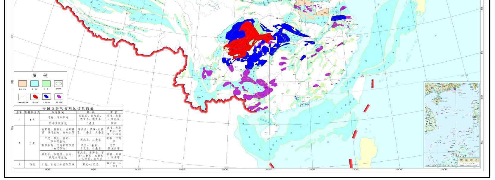 Shale gas distribution in China.