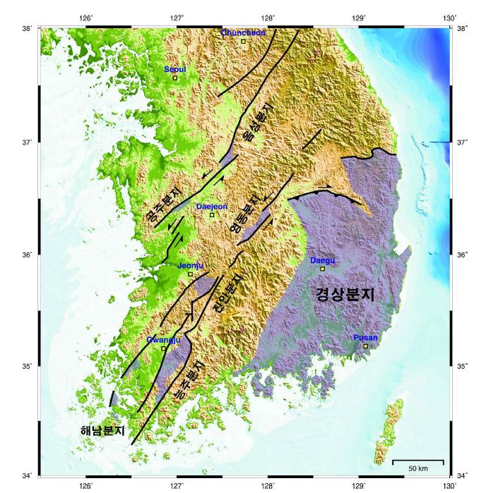 Location of Cretaceous terrestrial basin in Korea