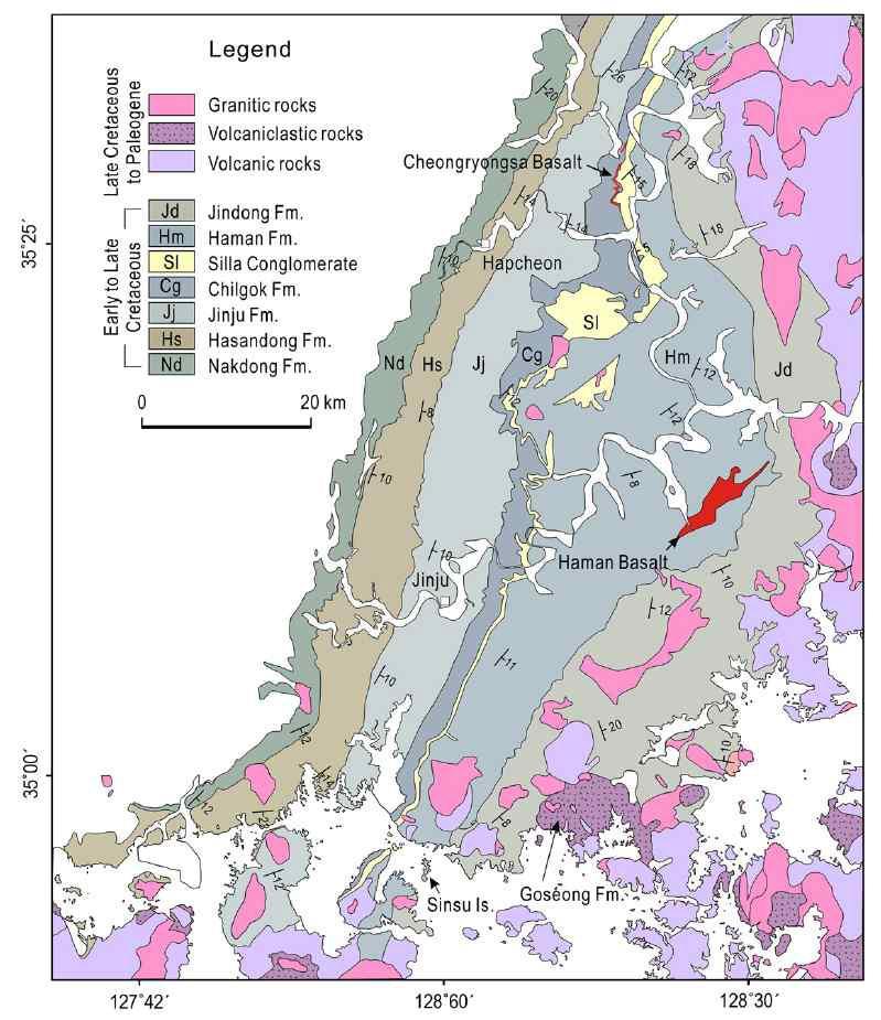 The geological map in the Jinju sub-Basin