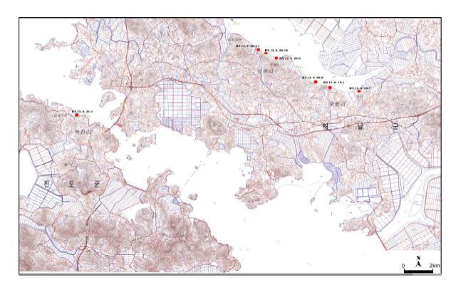 Geological map and sampling sites of the Haenam Basin.