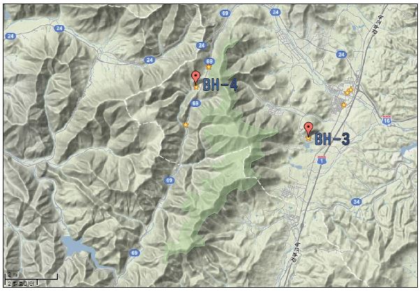 그림 3.2.2.10. BH-3호공, BH-4호공의 위치