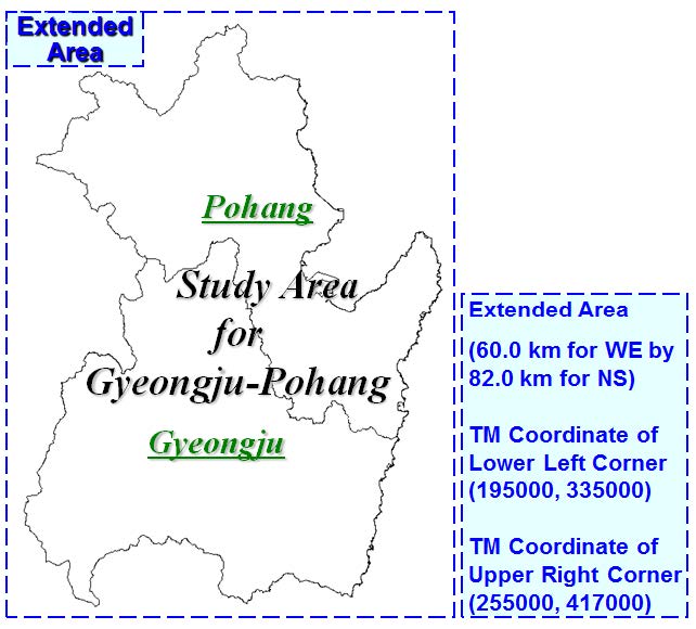 그림 3.2.23. 경주-포항 연구영역 포괄의 확장 영역 구성