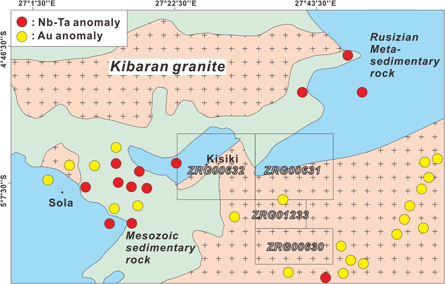 Fig. 2-27. Metallogenic map around ZRG in Kongolo.