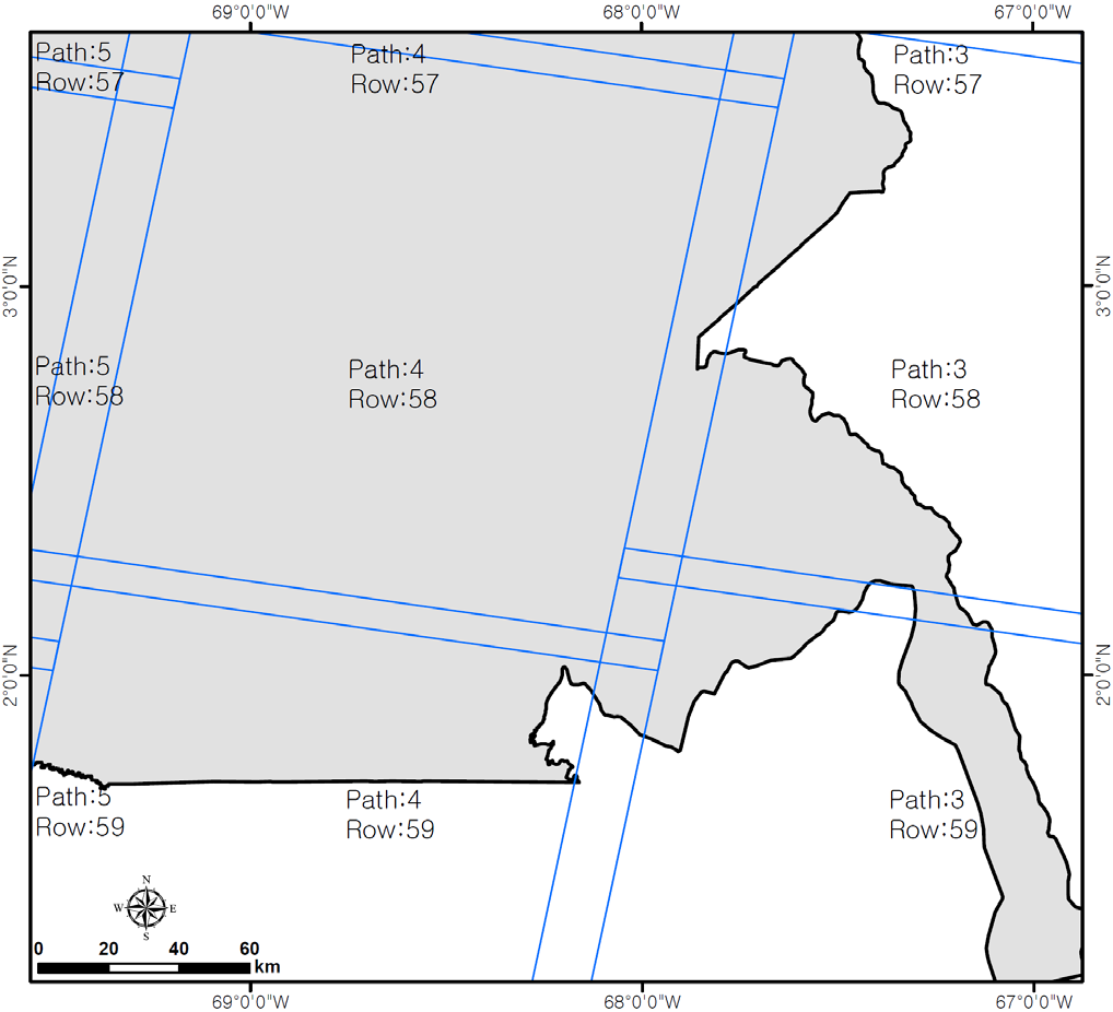 Fig. 3-6. Index map of SRTM and Landsat-7 ETM+ on the Guainia area.