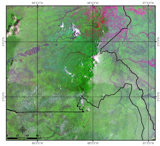 Fig. 3-9. Landsat-7 ETM+ image on the Guainia.