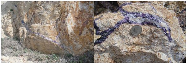 Fig. 4-8. Fluorite vein in the quarry of Bayindir deposit.